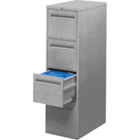 Vertical Filing Cabinet with Recessed Drawer Handles, 3 Drawers, 18.15" W x 26.56" D x 40" H, Grey Cam Industrial