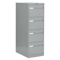 Vertical Filing Cabinet with Recessed Drawer Handles, 4 Drawers, 18.15" W x 26.56" D x 52" H, Grey Cam Industrial