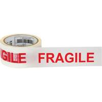 "Fragile" Box Sealing Tape, Hot Melt Adhesive, 2 mils, 48 mm (2") x 100 m (328') Cam Industrial