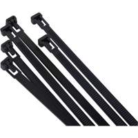 Attache-c&acirc;ble r&eacute;utilisable, Longueur 8", R&eacute;sistance &agrave; la traction 50 lb, Noir Cam Industrial