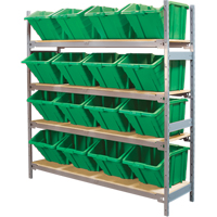 Wide Span Shelving with Jumbo Plastic Bins, Steel, Boltless, 800 lbs. Capacity, 66" W x 72" H x 18" D Cam Industrial