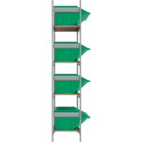 Wide Span Shelving with Jumbo Plastic Bins, Steel, Boltless, 800 lbs. Capacity, 66" W x 72" H x 18" D Cam Industrial