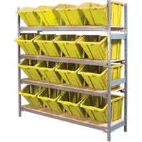 Wide Span Shelving with Jumbo Plastic Bins, Steel, Boltless, 800 lbs. Capacity, 66" W x 72" H x 18" D Cam Industrial