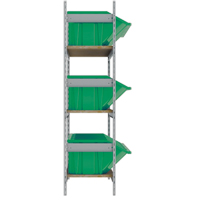 Wide Span Shelving with Jumbo Plastic Bins, Steel, Boltless, 800 lbs. Capacity, 66" W x 60" H x 18" D Cam Industrial