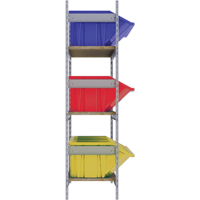 Wide Span Shelving with Jumbo Plastic Bins, Steel, Boltless, 800 lbs. Capacity, 66" W x 60" H x 18" D Cam Industrial