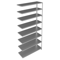 Shelving Unit, Galvanized Steel, Slotted Angle, 300 lbs. Capacity, 48" W x 96" H x 15" D Cam Industrial