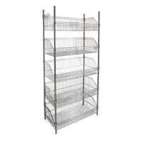 Wire Basket Shelving Unit, 5 Tiers, 48" W x 74" H x 24" D Cam Industrial