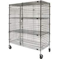 Security Cart, Chrome Plated, 60" x 69" x 24", 500 lbs. Capacity Cam Industrial