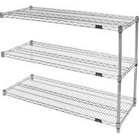 Heavy-Duty Chromate Wire Shelving, Add-On Kit, 3 Tiers, 30" W x 33" H x 18" D Cam Industrial