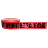 Ruban d'avertissement de danger souterrain Buried Electric Line Identoline, 3" la x 1000' lo, Noir/rouge Cam Industrial