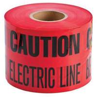 Ruban d'avertissement de danger souterrain Buried Electric Line Identoline, 6" la x 1000' lo, Noir/rouge Cam Industrial