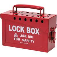 Portable Metal Lock Box, Red Cam Industrial
