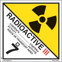 Category 3 Radioactive Materials TDG Shipping Labels, 4" L x 4" W, Black on White SAG880 | Cam Industrial
