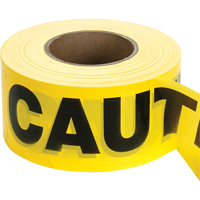 Barricade Tape, English, 3" W x 1000' L, 2 mils, Black on Yellow Cam Industrial