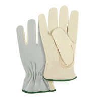 Split Back Driver's Gloves, Medium, Grain Cowhide Palm Cam Industrial