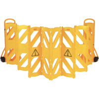 Portable Mobile Barriers, 13' L, Plastic, Yellow Cam Industrial
