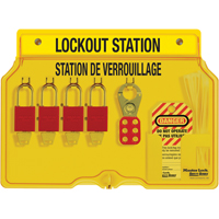 Lockout Station, Aluminum Padlocks, 4 Padlock Capacity, Padlocks Included Cam Industrial