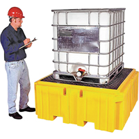 GRV Spill Pallet Plus avec drain, Capacit&eacute; de d&eacute;versement 365 gal. US, 62" x 62" x 28" Cam Industrial