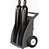 Dual-Cylinder Dollies, Rubber Wheels, 23" W x 12"L Base, 500 lbs. Cam Industrial