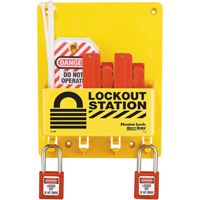 Compact Lockout Station, Thermoplastic Padlocks, 4 Padlock Capacity, Padlocks Included Cam Industrial