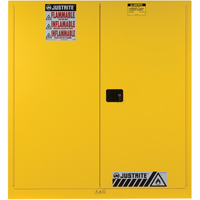 Sure-Grip&reg; EX Vertical Drum Storage Cabinets, 60 US gal. Cap., 2 Drums, Yellow Cam Industrial
