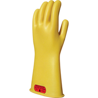 Yellow Natural Rubber Insulating Gloves, ASTM Class 0, Size 8, 14" L Cam Industrial