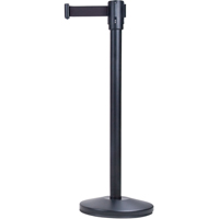 Barri&egrave;res sur pieds pour le contr&ocirc;le des foules, Acier, 35" h, Ruban Noir, Longueur du ruban 7' Cam Industrial