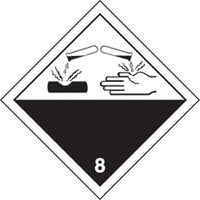 &eacute;tiquettes d'exp&eacute;dition TMD, Classe 8, Corrosifs, Papier Cam Industrial