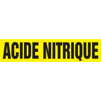 Marqueur de tuyau "Acid Nitrique", Autocollant, 4" h x 24" la, Noir sur jaune Cam Industrial