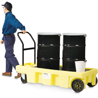 Chariots Poly-Spillcart, 66,5" lo x 29" la x 43,9" h, Cap. de d&eacute;versement 57 gal. US Cam Industrial