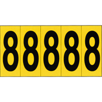 Individual Adhesive Number Markers, 8, 3-7/8" H, Black on Yellow Cam Industrial