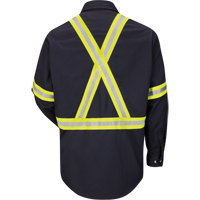 Work Shirt with Reflective Trim, Cotton/Nylon, Medium, High Visibility Orange Cam Industrial
