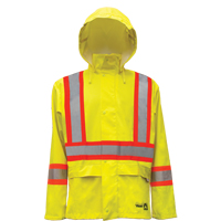 Hi-Vis FR/PU Safety Rain Jackets, Small, High Visibility Lime-Yellow Cam Industrial