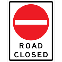 Enseigne enroulable de circulation  Road Closed , 36" x 48", Vinyle, Anglais avec pictogramme Cam Industrial