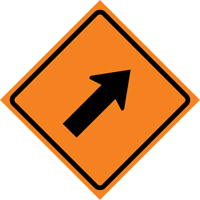 Right Diagonal Arrow Roll-Up Traffic Sign, 36" x 36", Vinyl, Pictogram Cam Industrial