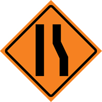 Merge Left Roll-Up Traffic Sign, 36" x 36", Vinyl, Pictogram Cam Industrial