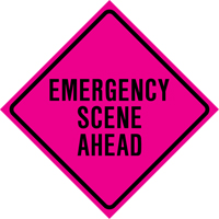 "Emergency Scene Ahead" Roll-Up Traffic Sign, 36" x 36", Vinyl, English Cam Industrial