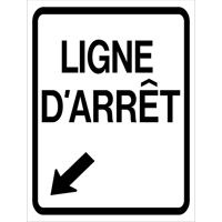 "Ligne d'Arr&ecirc;t" Roll-Up Traffic Sign, 23-3/5" x 29-1/2", Vinyl, French with Pictogram Cam Industrial