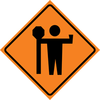 Flagman Roll-Up Sign Traffic Sign, 36" x 36", Vinyl, Pictogram Cam Industrial
