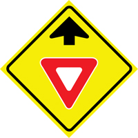 "Yield Ahead" Roll-Up Traffic Sign, 36" x 36", Vinyl, Pictogram Cam Industrial