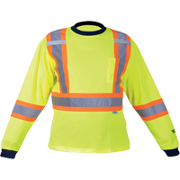 Safety Long Sleeve Shirt, Polyester, Medium, High Visibility Lime-Yellow Cam Industrial