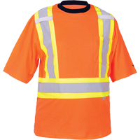 Safety T-Shirt, Polyester, Medium, High Visibility Orange Cam Industrial