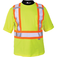 Safety T-Shirt, Polyester, Medium, High Visibility Lime-Yellow Cam Industrial