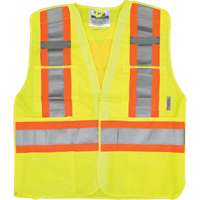 Traffic Safety Vest, High Visibility Lime-Yellow, Medium/Small, Polyester Cam Industrial