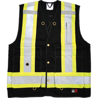 Fire Retardant Surveyor Safety Vest, Black, Small, Cotton Cam Industrial