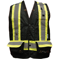 Fire Retardant Surveyor Safety Vest, Black, Small, Polyester Cam Industrial