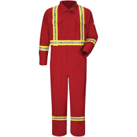 Flame-Resistant Deluxe Coveralls with Reflective Trim, Size 38, Red, 5.6 cal/cm² Cam Industrial