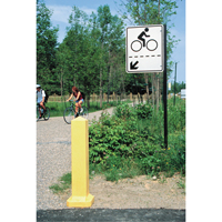 Bollards, Plastic, 33" H x 6" W, Yellow Cam Industrial