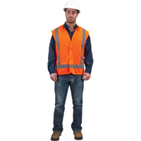 Veste de s&eacute;curit&eacute; pour la circulation, Orange haute visibilit&eacute;, Moyen, Polyester Cam Industrial