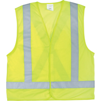 Traffic Safety Vest, High Visibility Lime-Yellow, Large, Polyester Cam Industrial